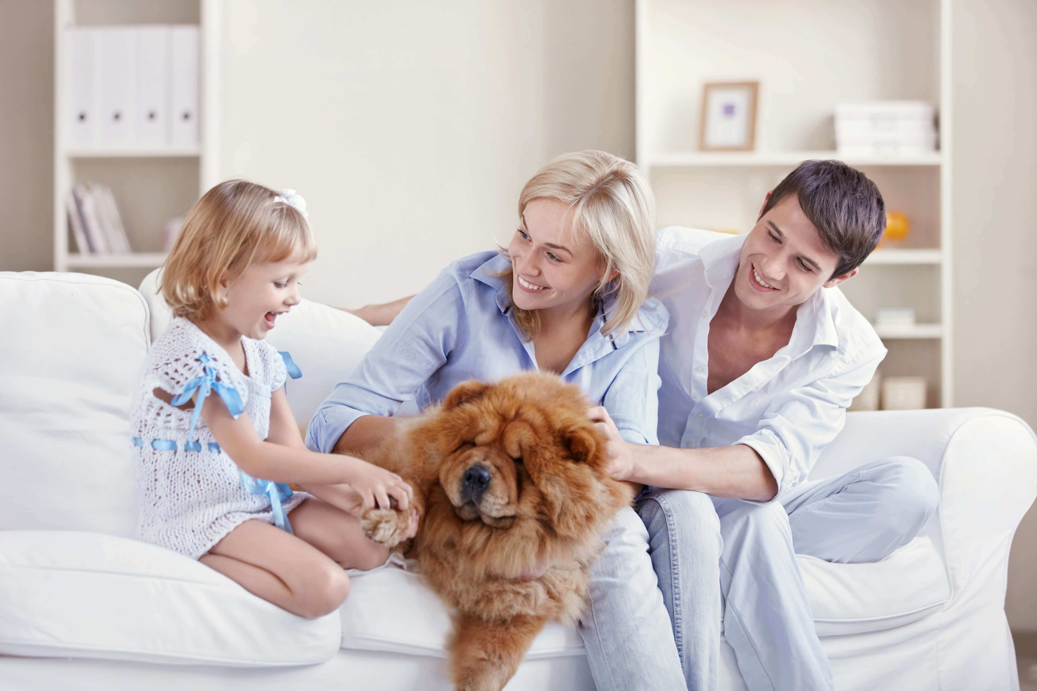 family with pet dog